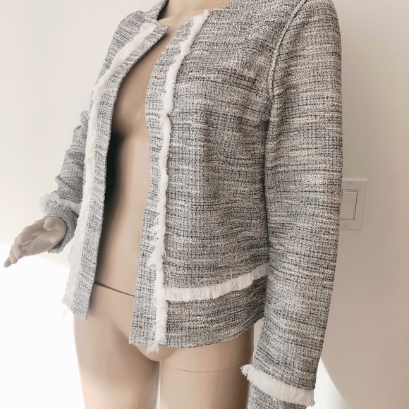 Club Monaco gray white collarless jacket blazer S - Picture 6 of 6